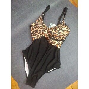 B2prity Women's One Piece Swimsuit Leopard Print Tummy Control Top Cross Size L